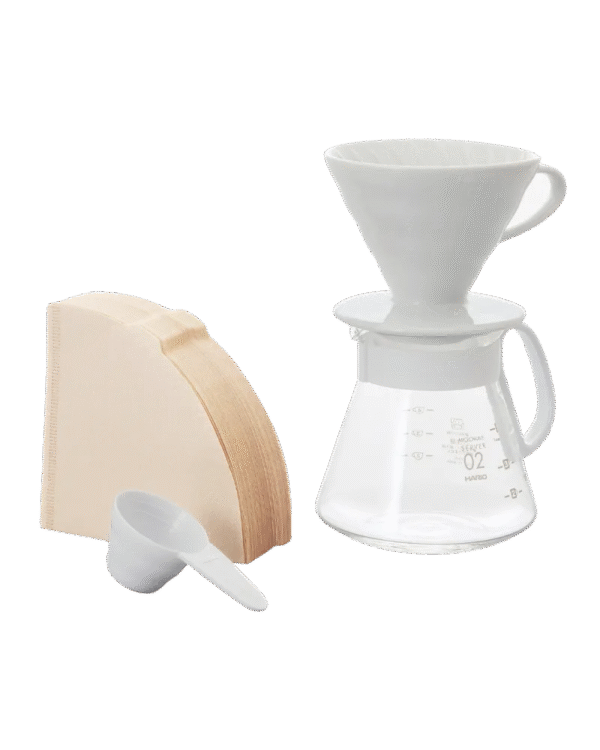 Hario Kit V60 Dripper Cerámica - Blanco